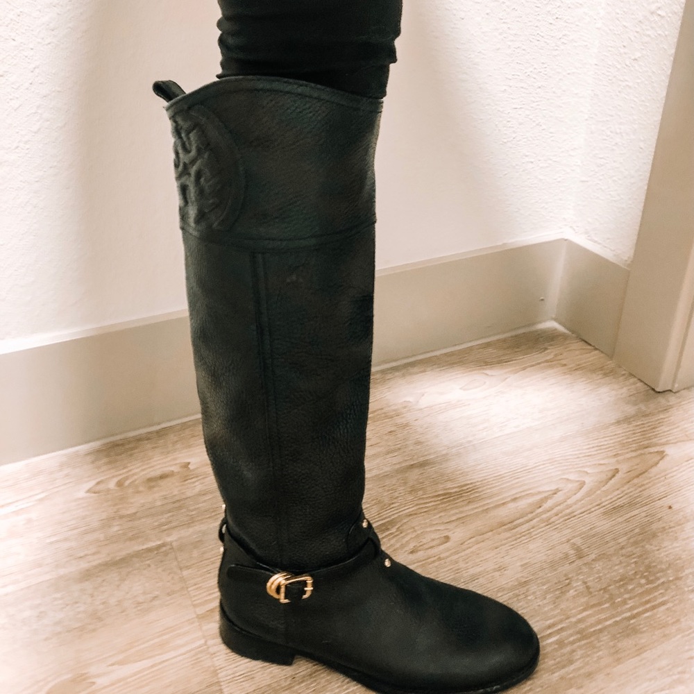 Tory Burch Black Leather Riding Boots